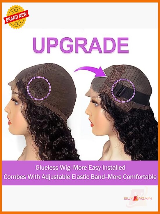 Deep Wave Lace Front Wig Human Hair 180% Density 4x4 Closure Glueless Pre main image 6